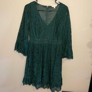 Modcloth through the bluebells lace dress medium forest green